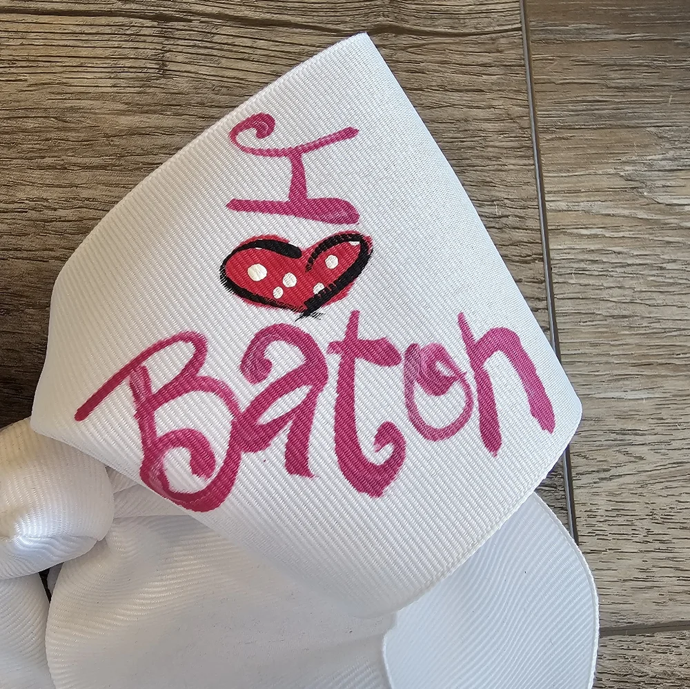 Girls Baton Majorette Hairbow Hand Painted By Two Sisters
